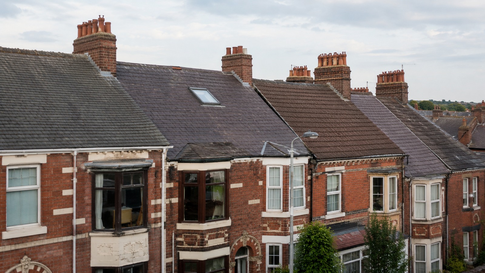 Residential roofscape representative of older Preston housing